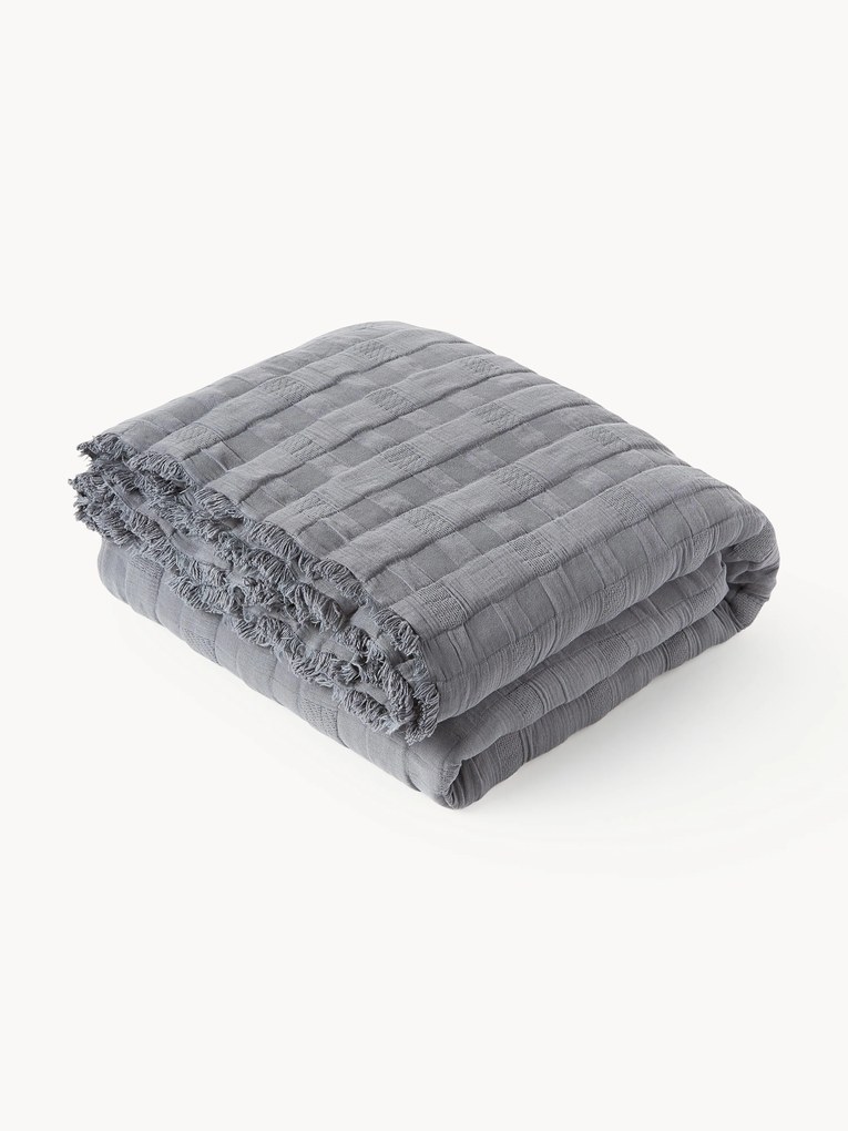 Muslin Bedspread Bethany with Fringes