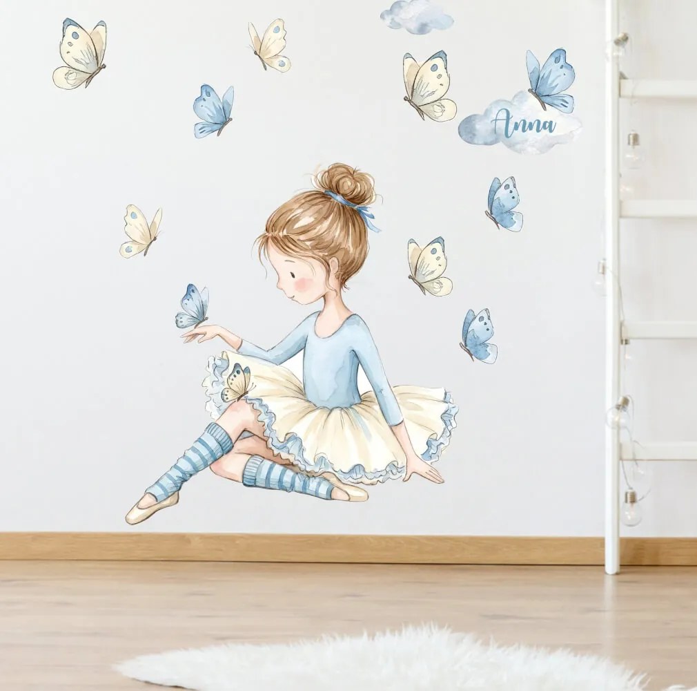 Papel de parede de design com um nome - Ballerina em tons de azul