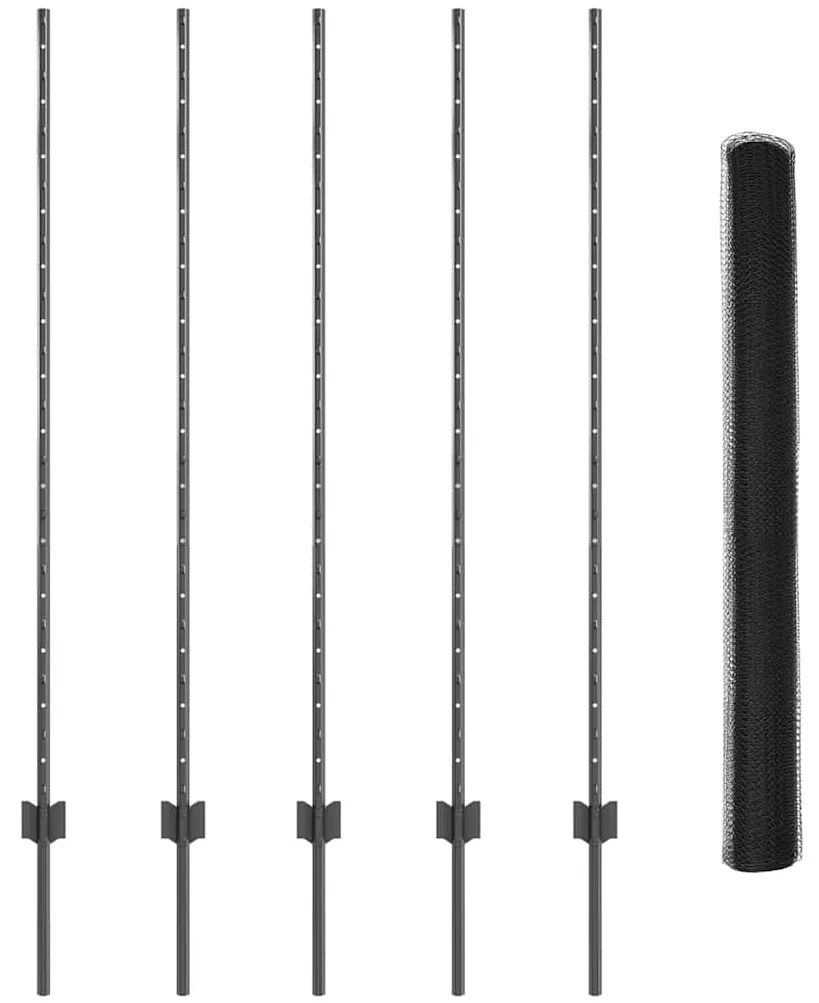 Postes de Cerca vidaXL 10 pcs U-Channel Cinzento 140 cm Aço