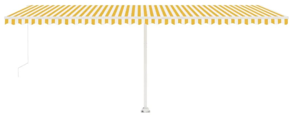 Toldo retrátil manual com LED 600x350 cm amarelo e branco