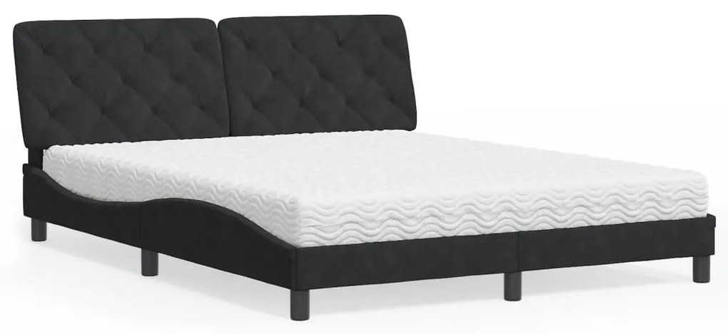 Cama com colchão 160x200 cm veludo preto