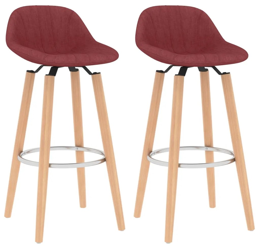 vidaXL Bancos de bar 2 pcs tecido vermelho tinto