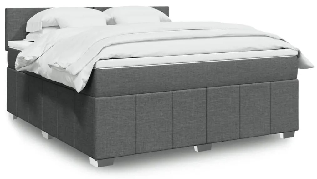 vidaXL Cama com molas/colchão 180x200 cm tecido cinzento-escuro