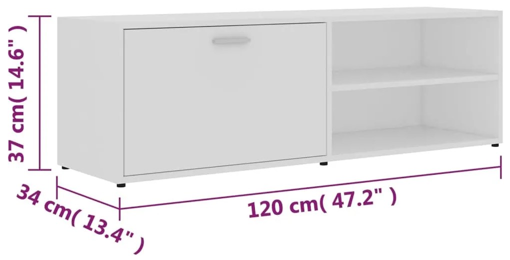 Móvel de TV 120x34x37 cm contraplacado branco