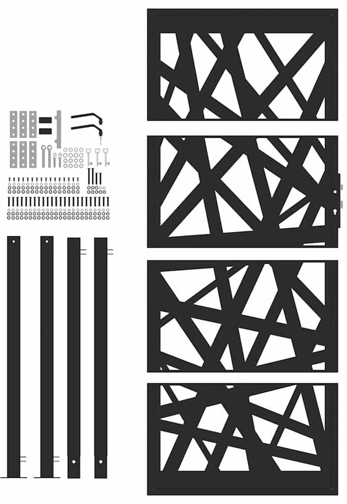 Portão de jardim 105x205 cm preto com luz em aço