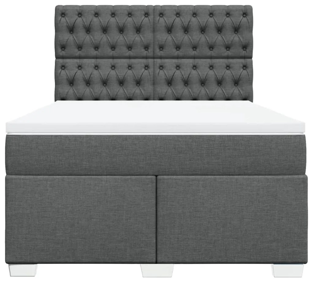 Cama com molas/colchão 140x190 cm tecido cinzento-escuro