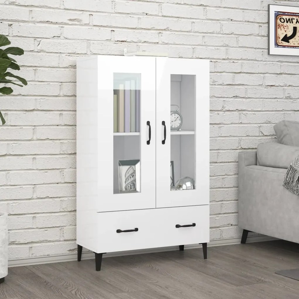 812561 vidaXL Armário alto 70x31x115 cm madeira processada branco brilhante