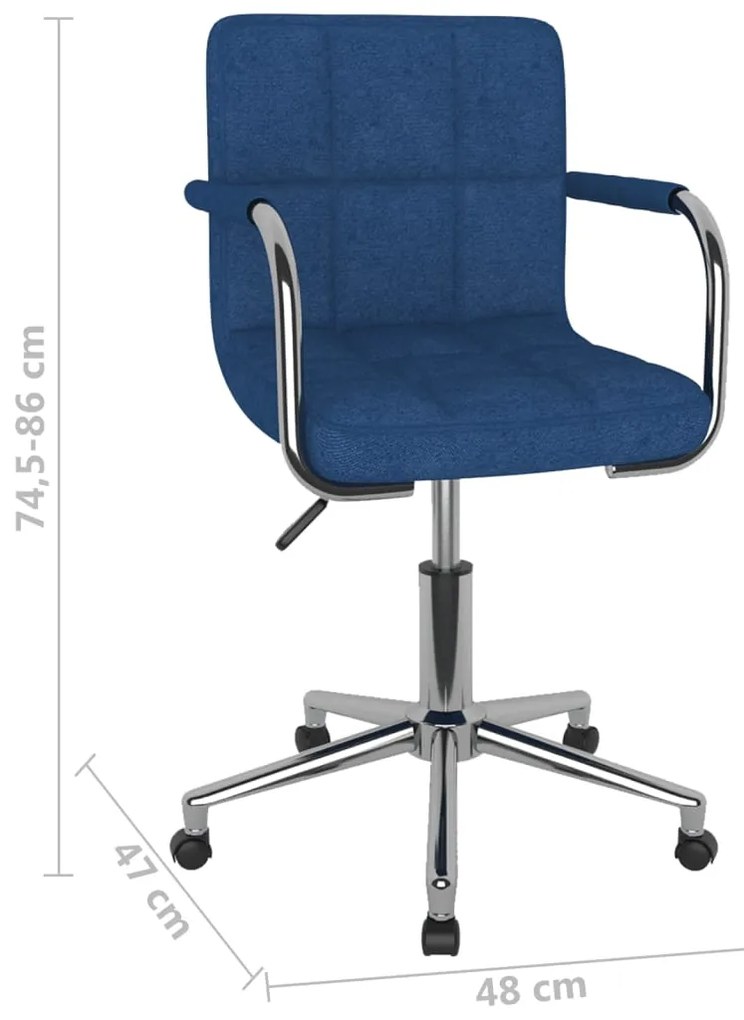 Cadeira de escritório giratória tecido azul