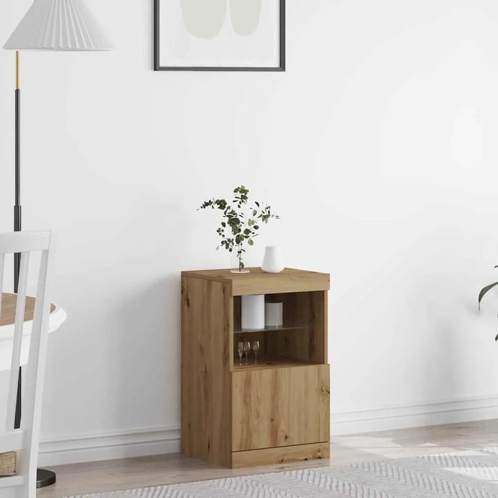 Sideboard vidaXL com Luzes LED Carvalho Artisan 41x37x67 cm