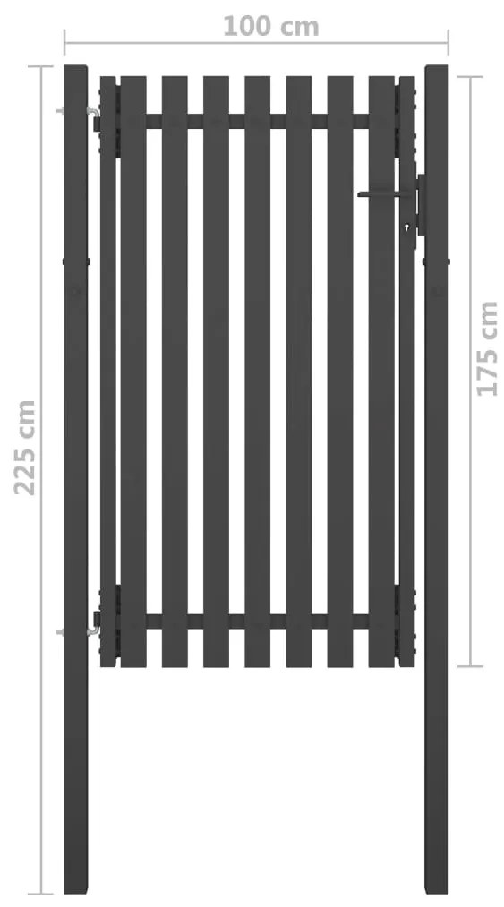 Portão de cerca para jardim 1x2,25 m aço antracite