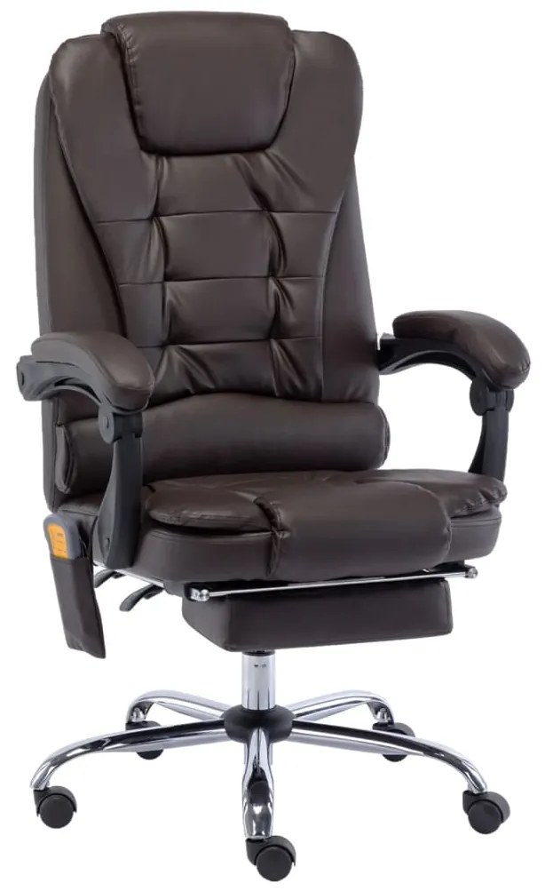 vidaXL Cadeira escritório c/ função massagem couro artificial castanho