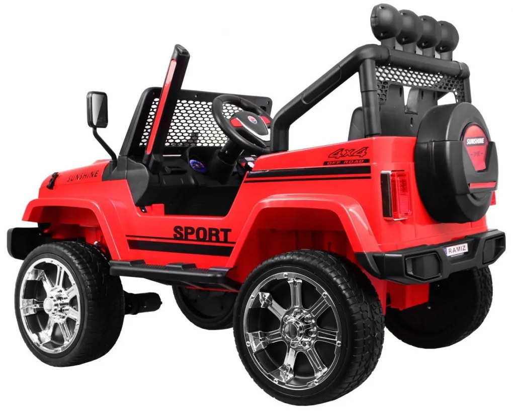Jipe elétrico para Crianças NEW Raptor DRIFTER 4 x 4, 12V Rodas Espuma EVA, Assento couro Vermelho