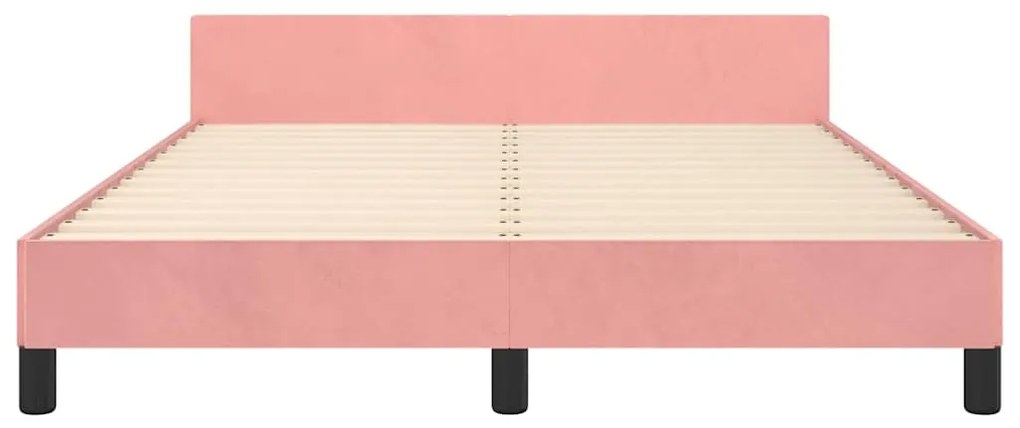 Estrutura cama c/ cabeceira sem colchão 140x200 cm veludo rosa