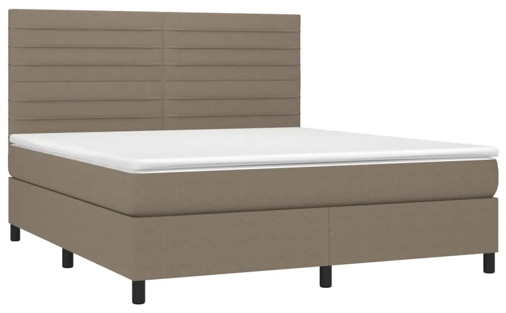 Cama box spring colchão/LED 160x200 cm tecido cinza-acastanhado