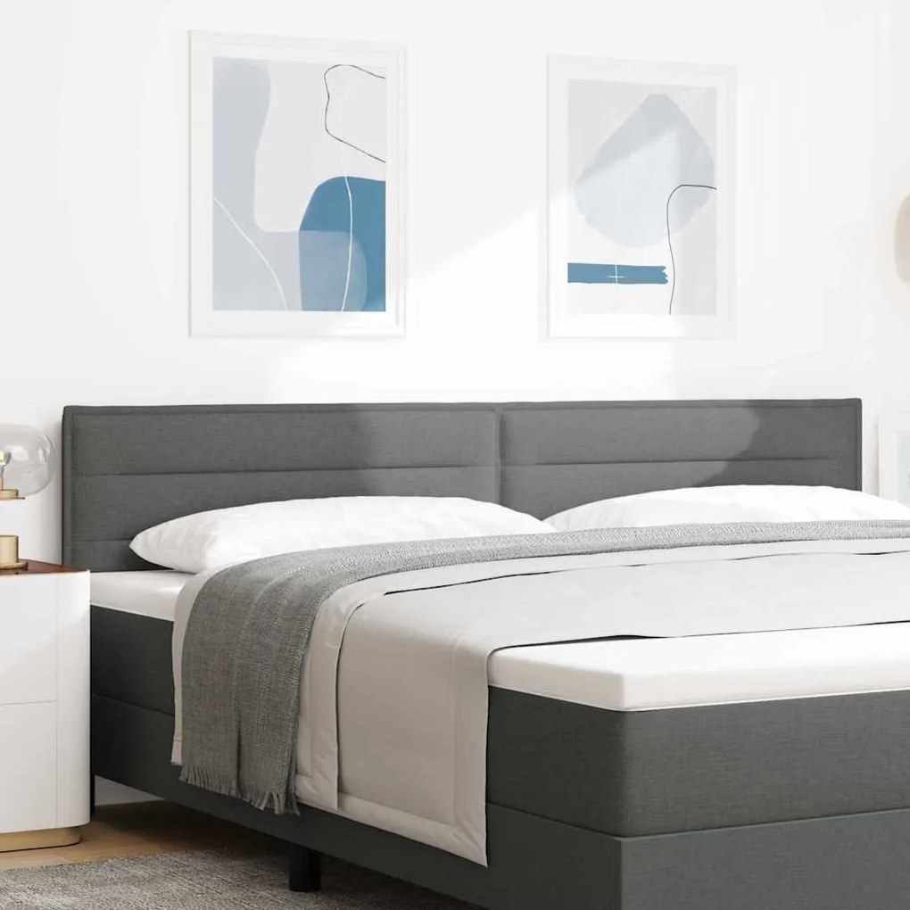 Cabeceira Design Linhas Cinza Escuro 100 cm Tecido
