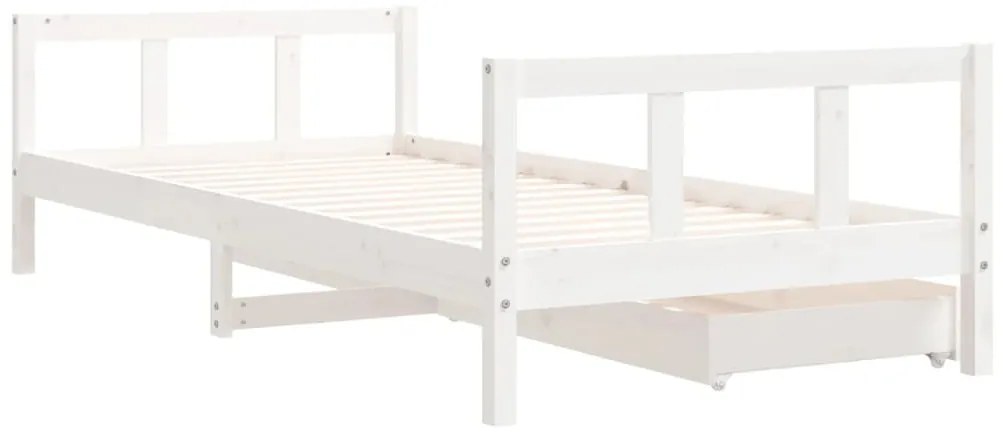 Estrutura cama infantil c/ gavetas 90x200cm pinho maciço branco
