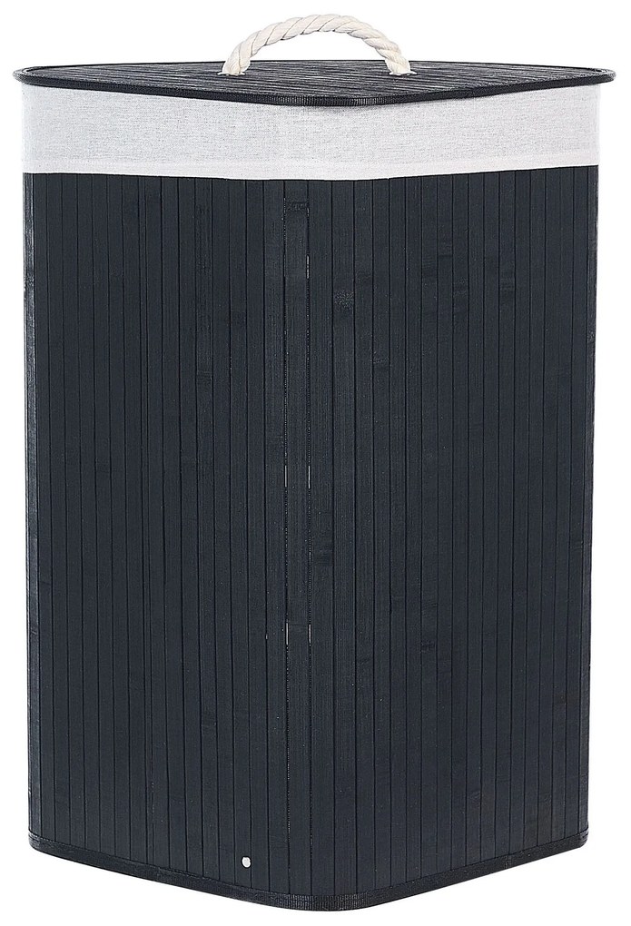 Cesto em madeira de bambu preta e branca 60 cm MATARA Beliani