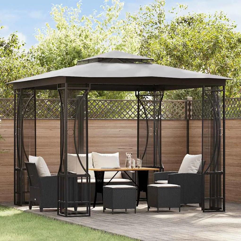 vidaXL Gazebo com redes 300x300x265 cm antracite