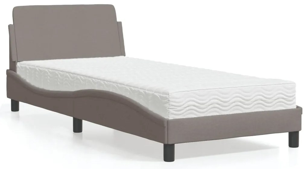 vidaXL Cama com colchão 90x190 cm tecido castanho-acinzentado