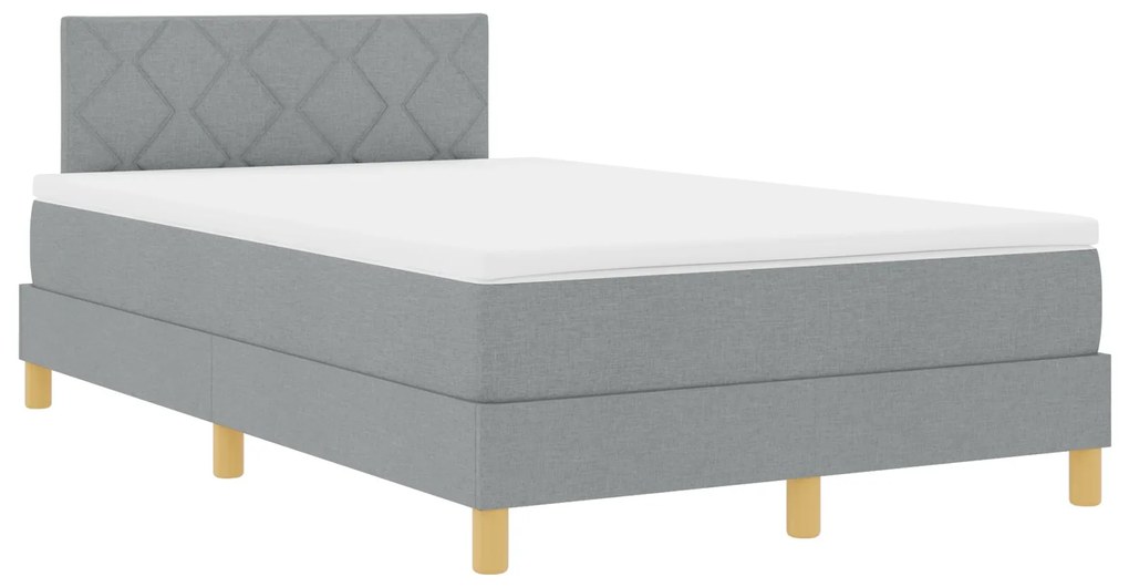 Cama Box Spring com Colchão Cinza Claro 120x200 cm Tecido