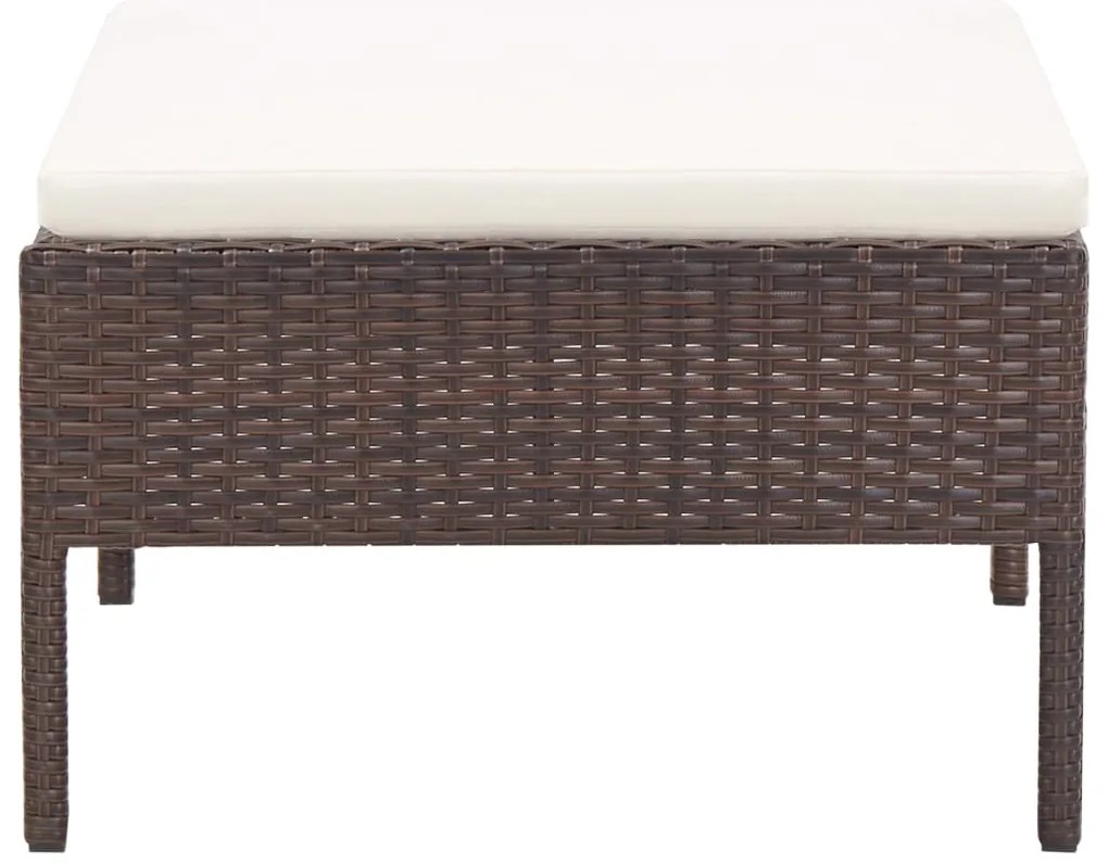 Conjunto sofás de jardim c/ almofadões 5 pcs vime PE castanho