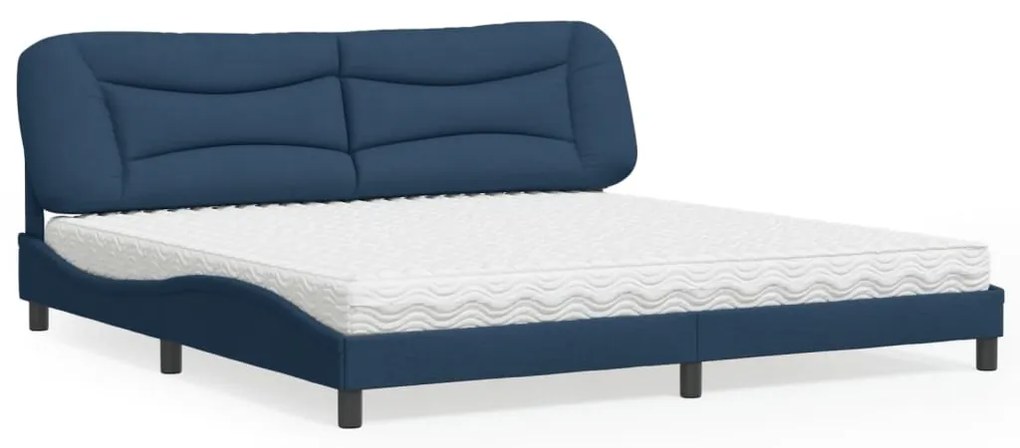 vidaXL Cama com colchão 200x200 cm tecido azul