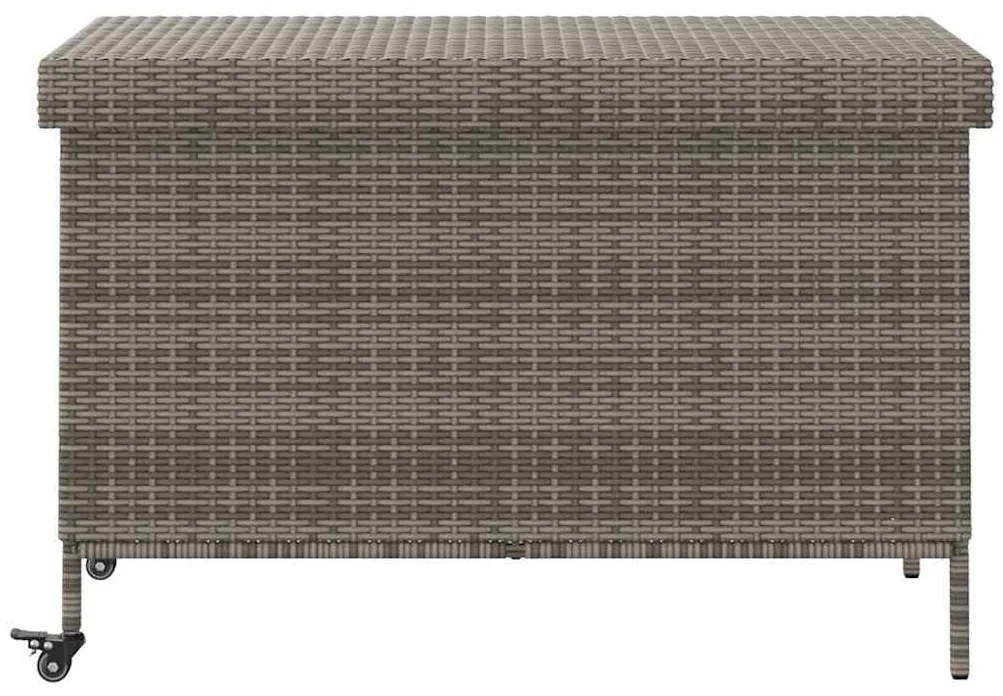 Caixa de arrumação com rodas 110x55x73 cm vime PE cinzento