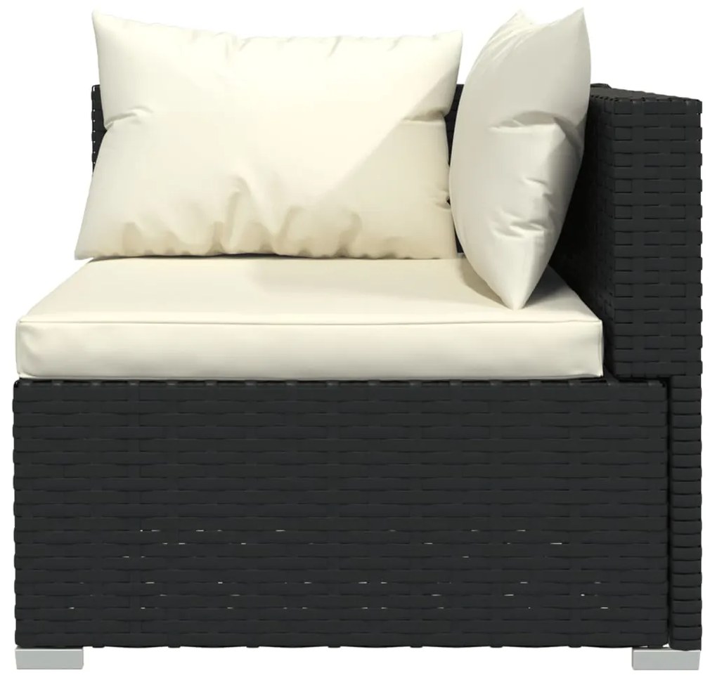 4 pcs conjunto lounge de jardim c/ almofadões vime PE preto