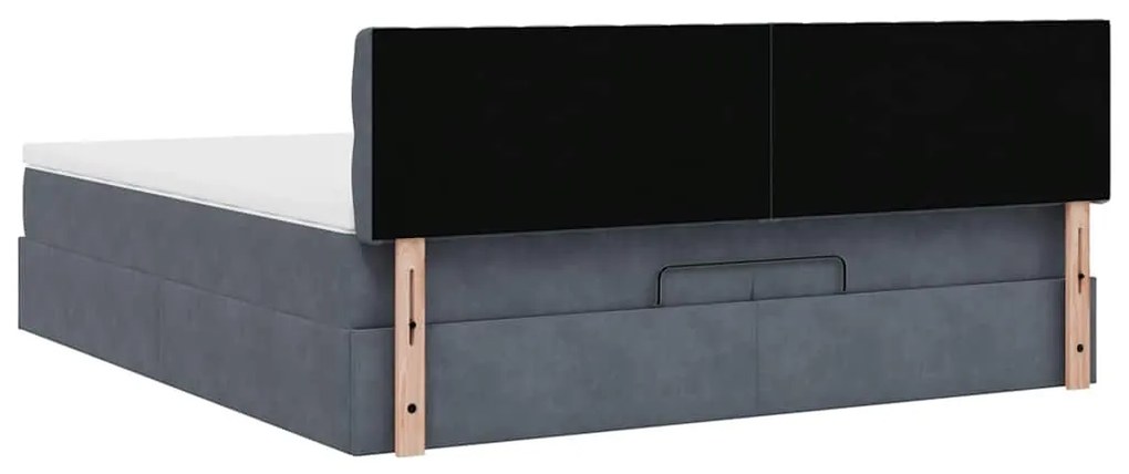 moldura de cama otomana vidaXL com colchão cinza escuro veludo