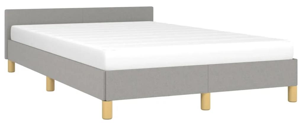 Estrutura de cama c/ cabeceira 120x200 cm tecido cinza-claro
