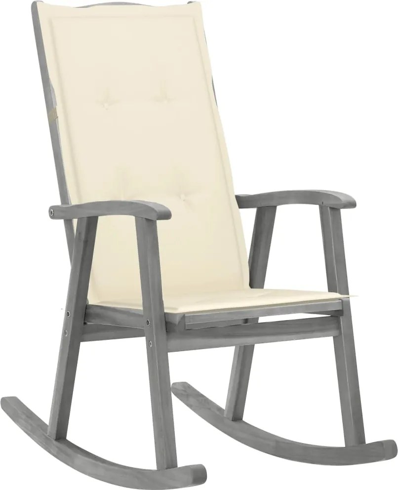 vidaXL Cadeira de baloiço com almofadões acácia maciça cinzento