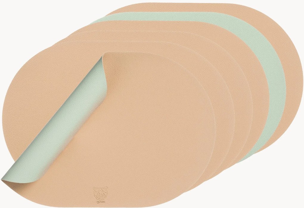 Individuais de mesa ovais reversíveis, conjunto de 6
