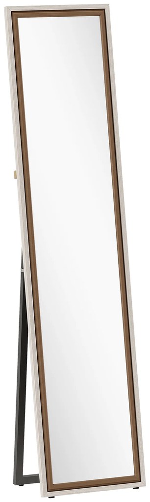 Espelho de Pé 157x37 cm Espelho Corpo Inteiro Grande com Moldura Bicolor para Utilizar Inclinado ou Suspenso Madeira