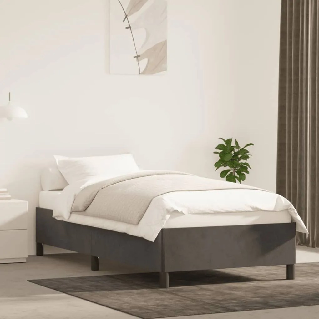 Estrutura de cama sem colchão 100x200 cm veludo cinzento-escuro