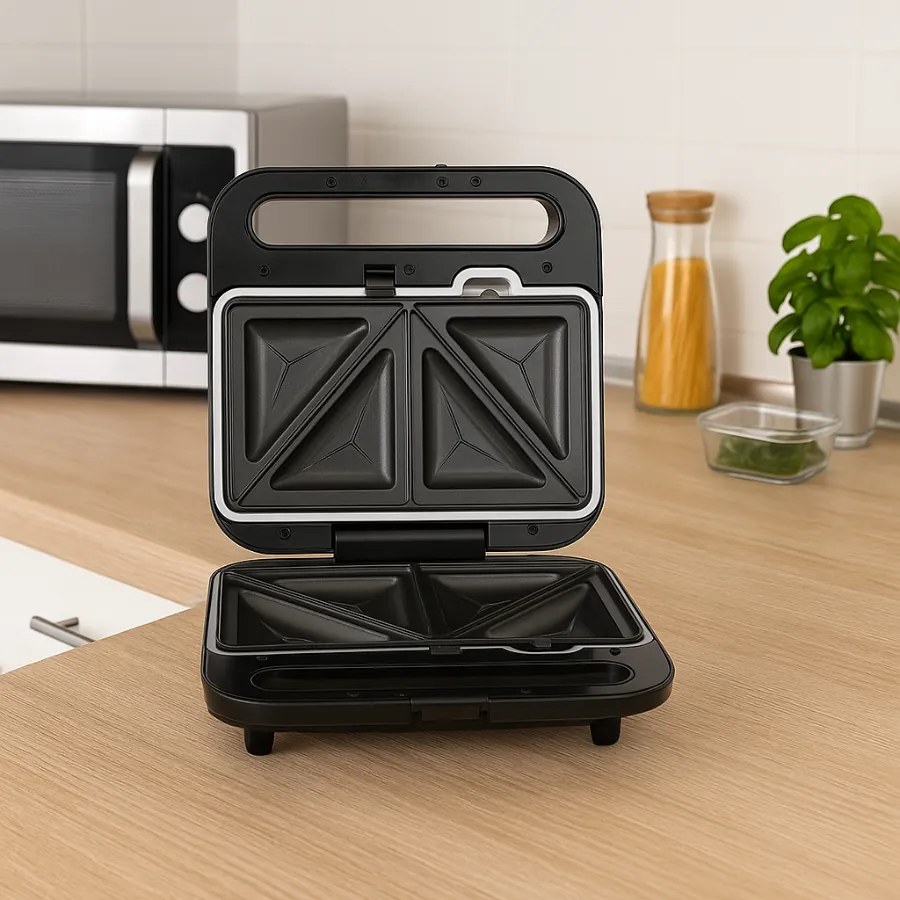 Grelhador de contacto XXL 3 em 1 de 1000 W, 25 x 23 x 10 cm Preto + Prateado