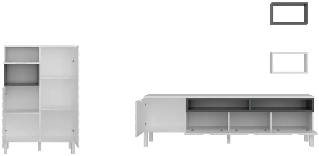 Móvel TV Adel – Branco/Antracite – 180x53,6x35 cm