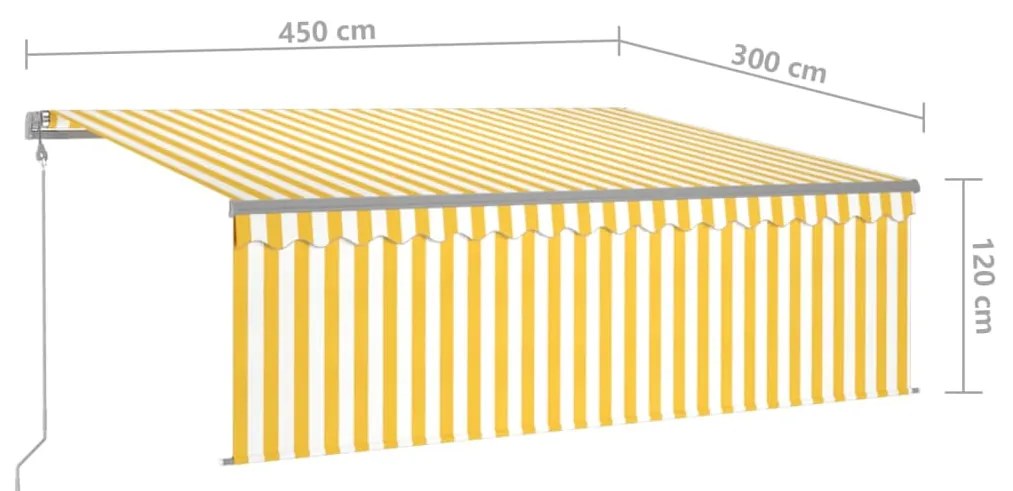 Toldo retrátil automático com estore 4,5x3 m amarelo e branco