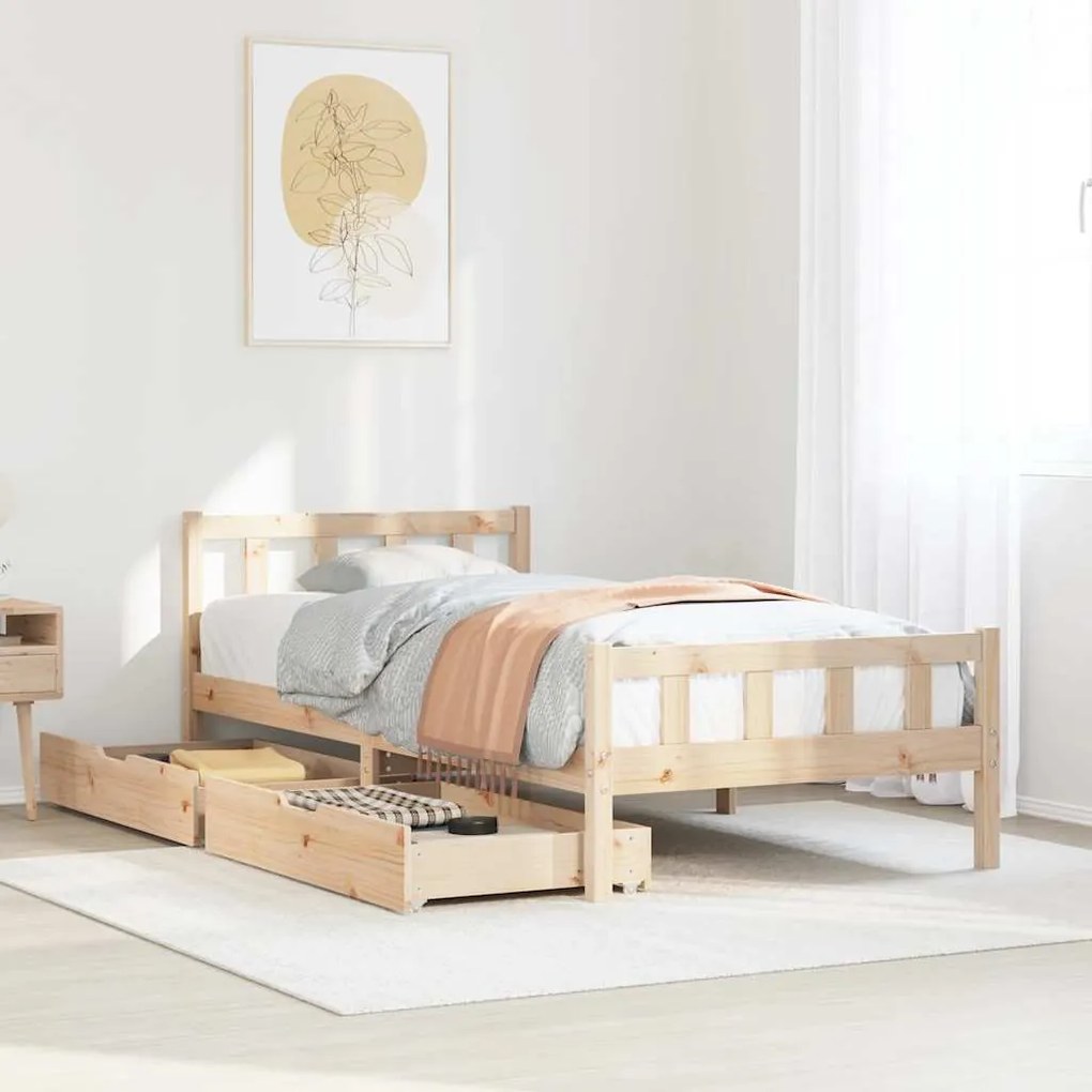 Cama sem colchão 75x190 cm madeira de pinho maciça