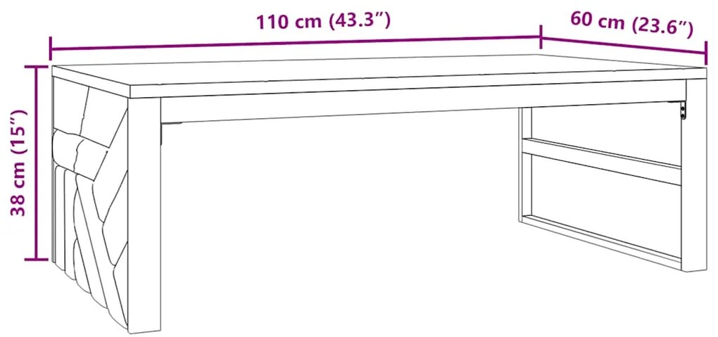 Mesa de centro 110x60x38 cm madeira maciça teca