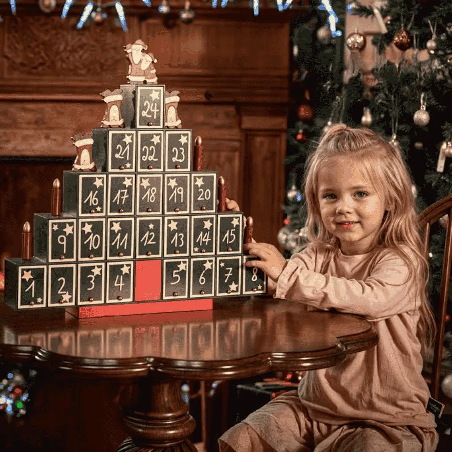 Calendário do Advento Árvore de Natal em madeira
