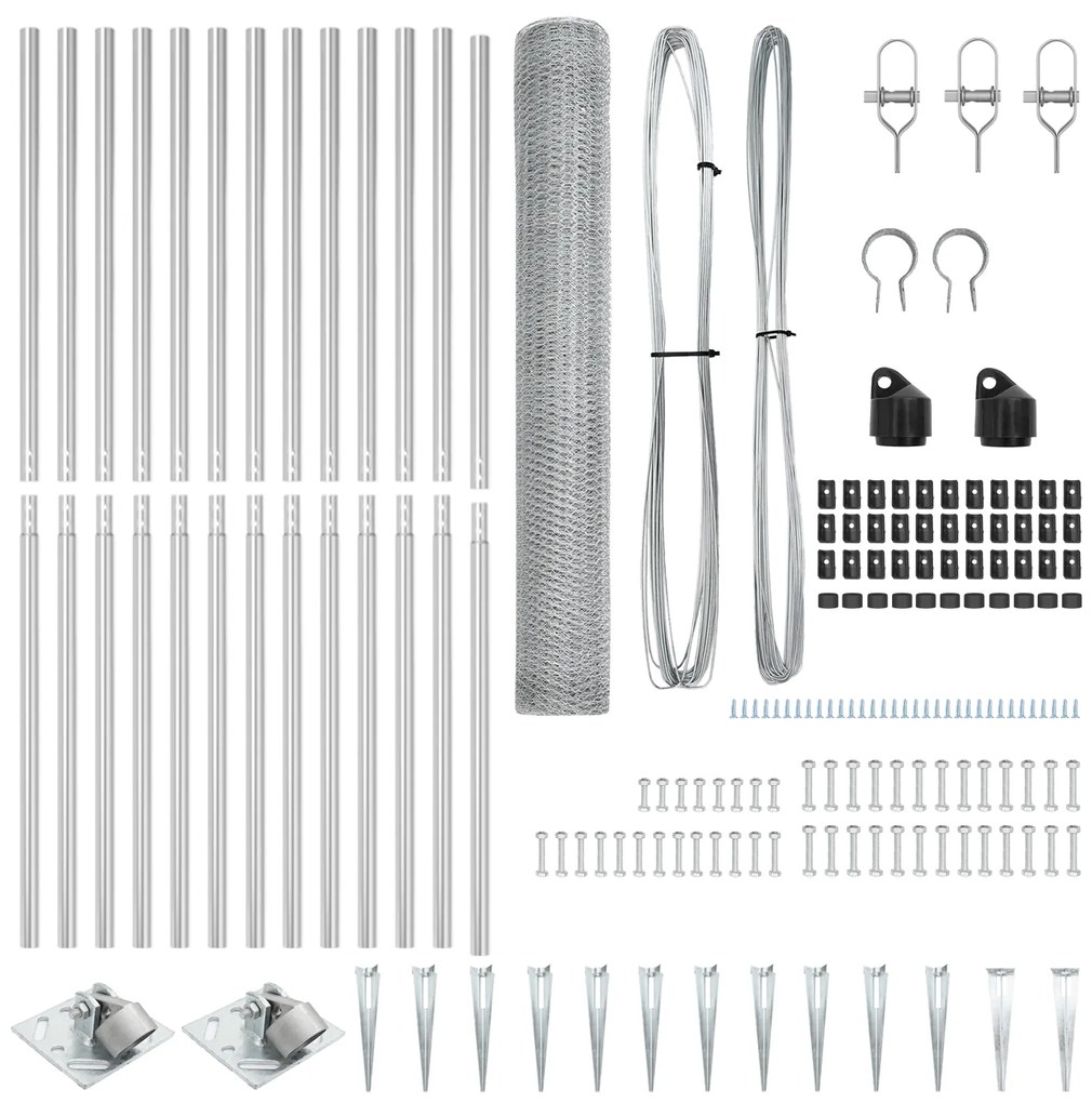 Conjunto de Cercas Conjunto de 2 Aço galvanizado 25 metros
