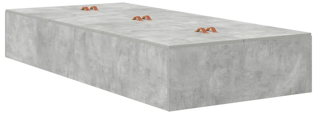 Cama de Armazenamento Cinza Concreto 90x200 cm