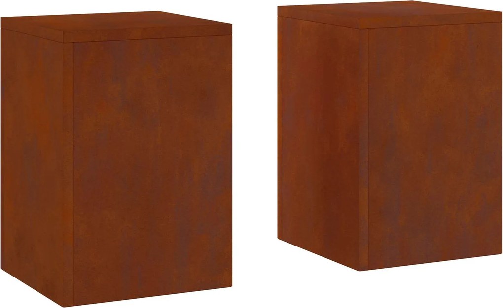 vidaXL Suporte para Plantas 2 pcs Ferro Enferrujado 24 x 24 x 35 cm