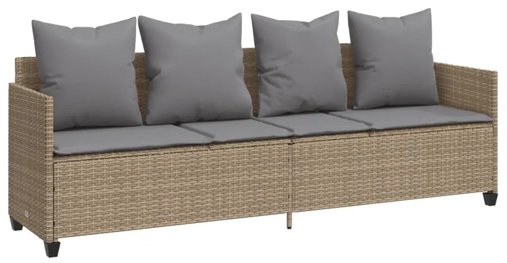 5 pcs conjunto de sofás p/ jardim com almofadões vime PE bege