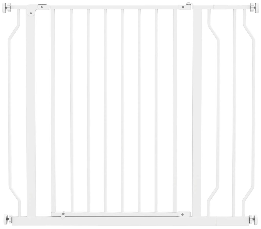 PawHut Barreira de Segurança para Cães Extensível para Escadas e Portas 75-95cm com Extensão de 10 cm Altura 76 cm Branco | Aosom Portugal