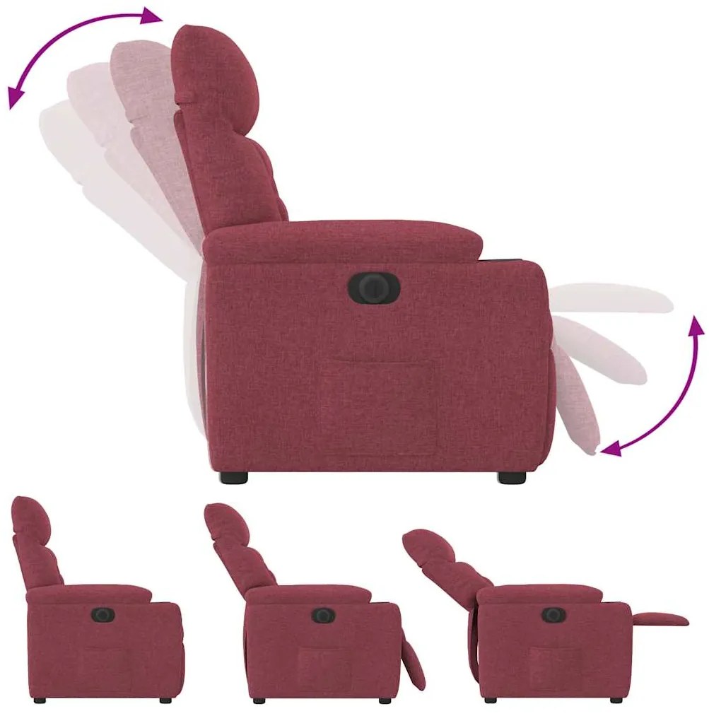 Poltrona elétrica reclinável tecido vermelho tinto