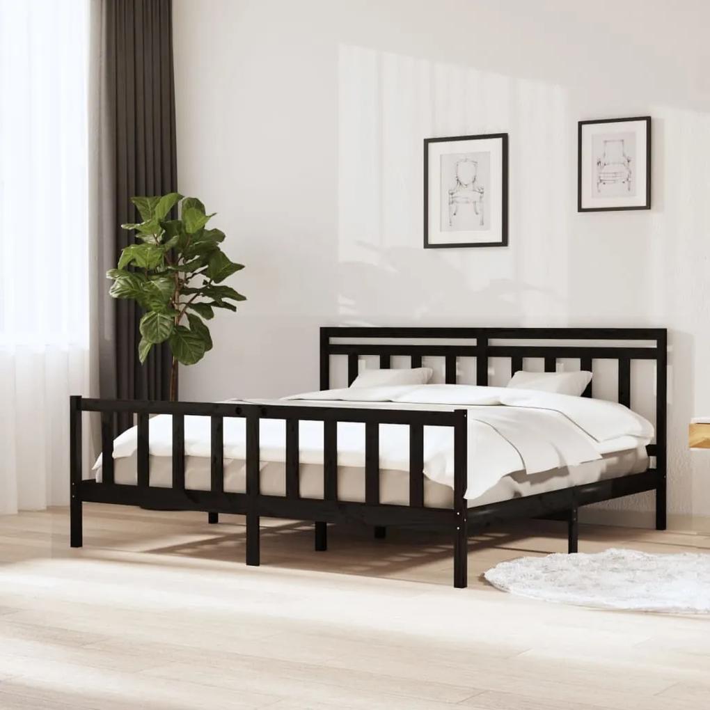 3100977 vidaXL Estrutura de cama super king 180x200 cm madeira maciça preto