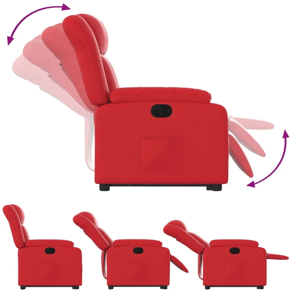 Poltrona reclinável elevatória elétrica couro artif. vermelho