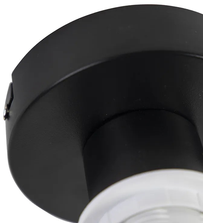 Candeeiro de teto com abajur em veludo preto e dourado 20 cm - Combi Preto Clássico / Antigo