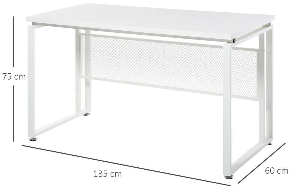 Secretária multifuncional estável com pés ajustáveis ​​ 135x60x75 cm Branco